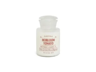 Paddywax FARMHOUSE 8 OZ WHITE GLASS WITH RED DECAL HEIRLOOM TOMATO
