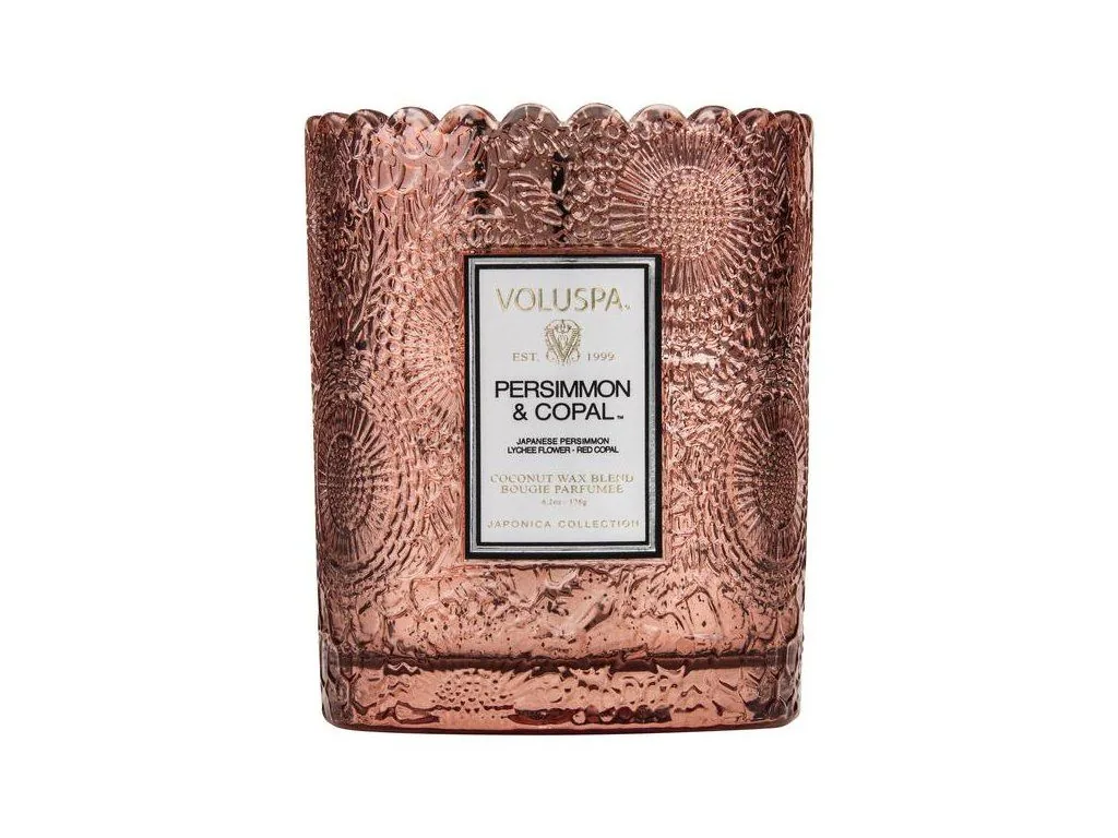 Voluspa Japonica Persimmon & Copal Scalloped vonná sviečka (6.2oz / 176g) – Obrázok 2