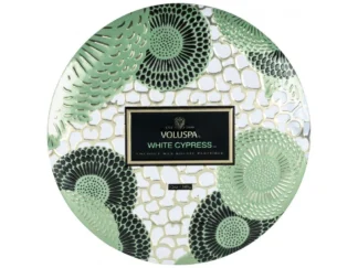 Voluspa Japonica Holiday White Cypress 3 Wick Tin vonná sviečka 340g