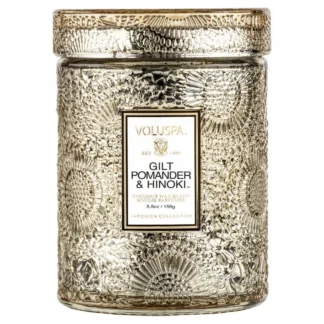 Voluspa Japonica Holiday Gilt Pomander & Hinoki Small Jar vonná sviečka (5.5oz / 156g)