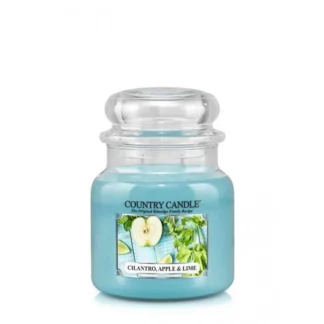 Country Candle Cilantro, Apple & Lime vonná sviečka stredná 2-knôtová (453 g) ZAFARBENÝ VOSK