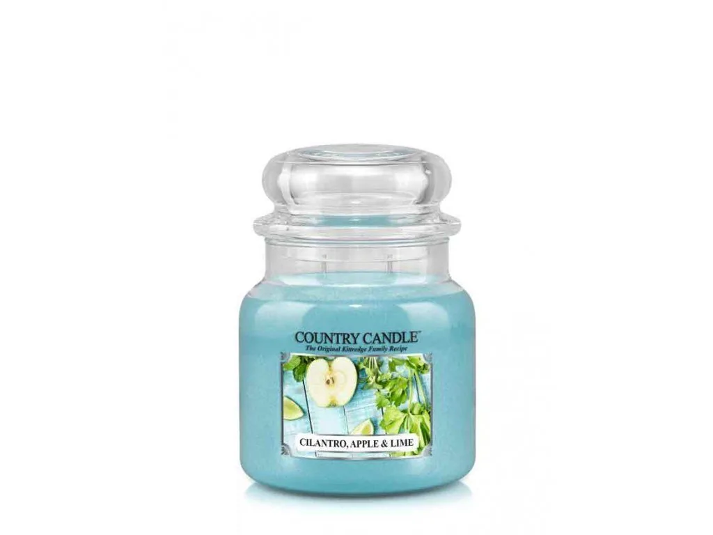 Country Candle Cilantro, Apple & Lime vonná sviečka stredná 2-knôtová (453 g) ZAFARBENÝ VOSK