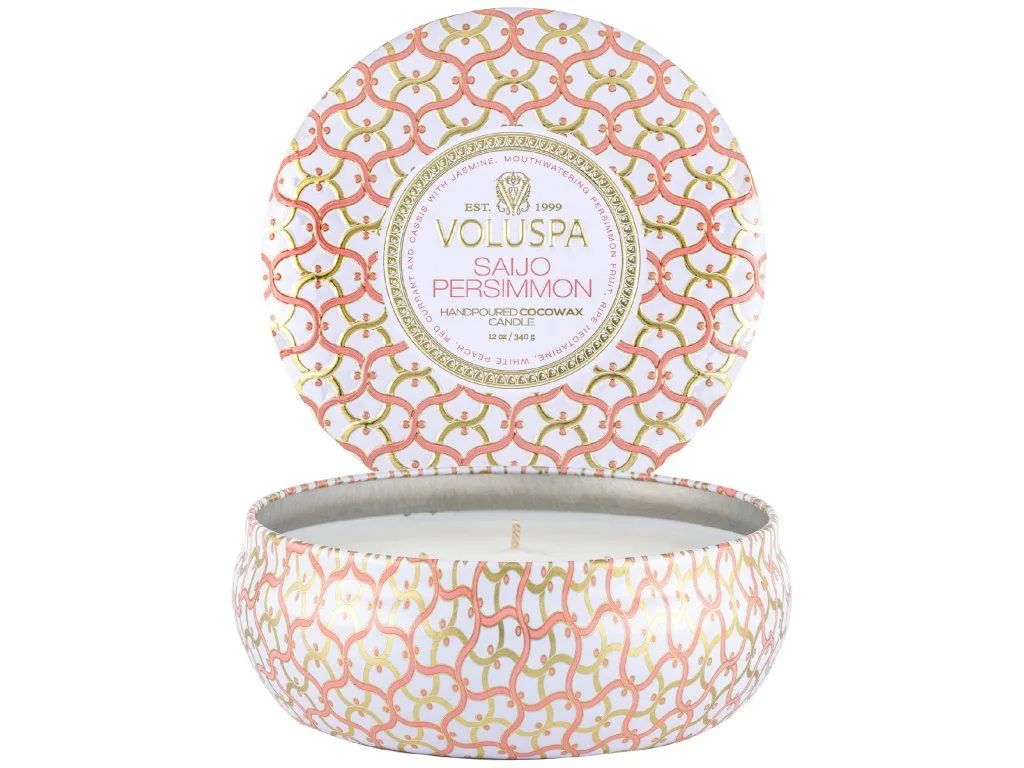 Voluspa Maison Blanc Saijo Persimmon 3 Wick Tin vonná sviečka 340g – Obrázok 2