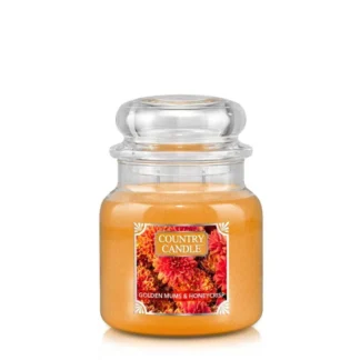 Country Candle Golden Mums & Honey Crisp Tonka vonná sviečka stredná 2-knôtová (453 g)