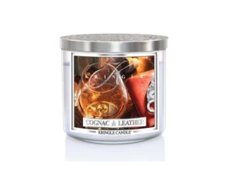 Kringle Candle Cognac & Leather 3-knôtová vonná sviečka 411g