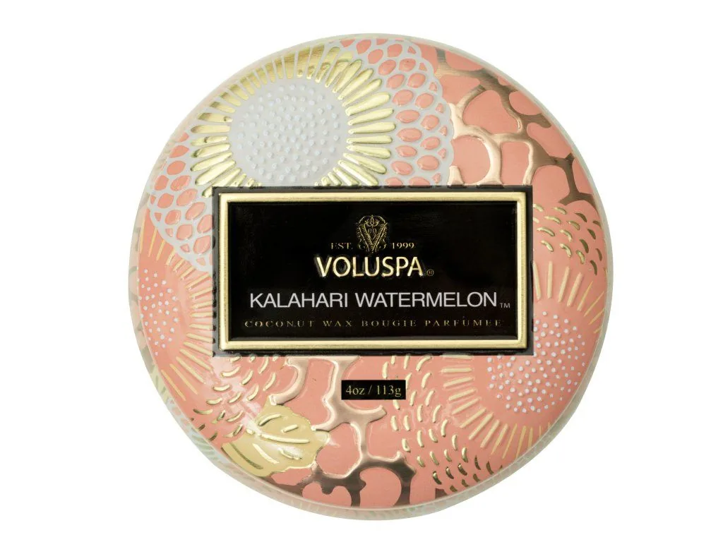 Voluspa Japonica Kalahari Watermelon Mini Tin vonná sviečka 113g – Obrázok 2
