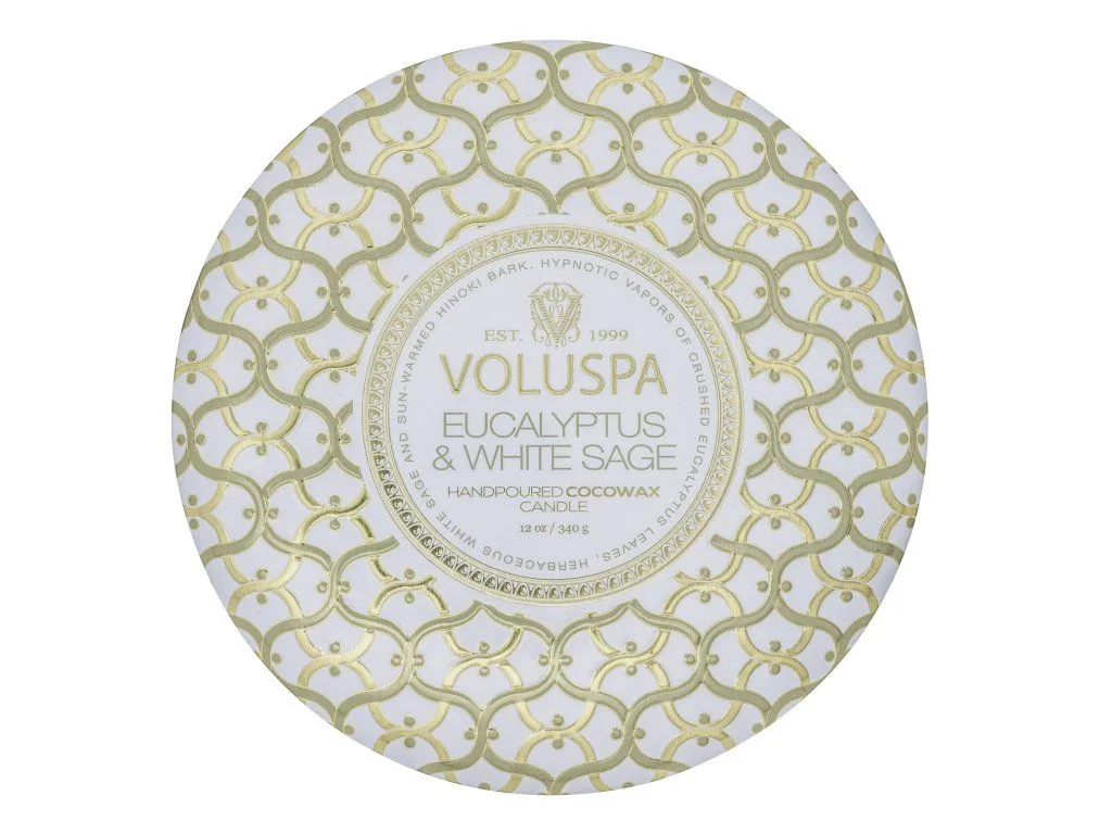 Voluspa Maison Blanc Eucalyptus & White Sage 3 Wick Tin vonná sviečka 340g