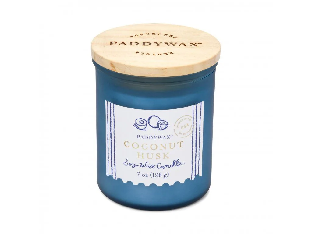 Paddywax COASTAL Coconut Husk vonná sviečka v sklenenom obale s dreveným vrchnákom 8oz/226g
