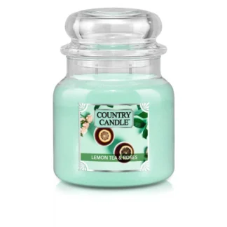 Country Candle Lemon Tea & Roses vonná sviečka stredná 2-knôtová (510g)