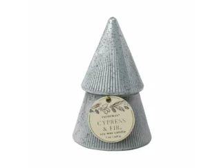 Paddywax Cypress & Fir vonná sviečka "vianočný stromček metalický" strieborný (7oz / 198g)