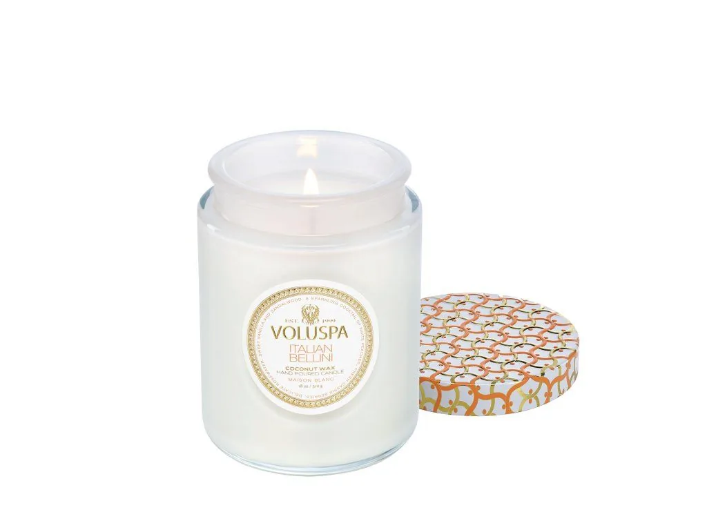Voluspa Maison Blanc Italian Bellini veľká sviečka (18oz / 510g) – Obrázok 2