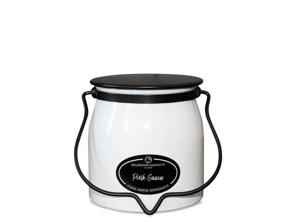 MILKHOUSE CANDLE Pink Guava vonná sviečka BUTTER JAR 2-knôtová (454 g)