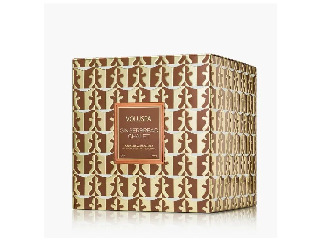 Voluspa Japonica Holiday Gingerbread Chalet Mini Hearth vonná sviečka 1 077g – Obrázok 4