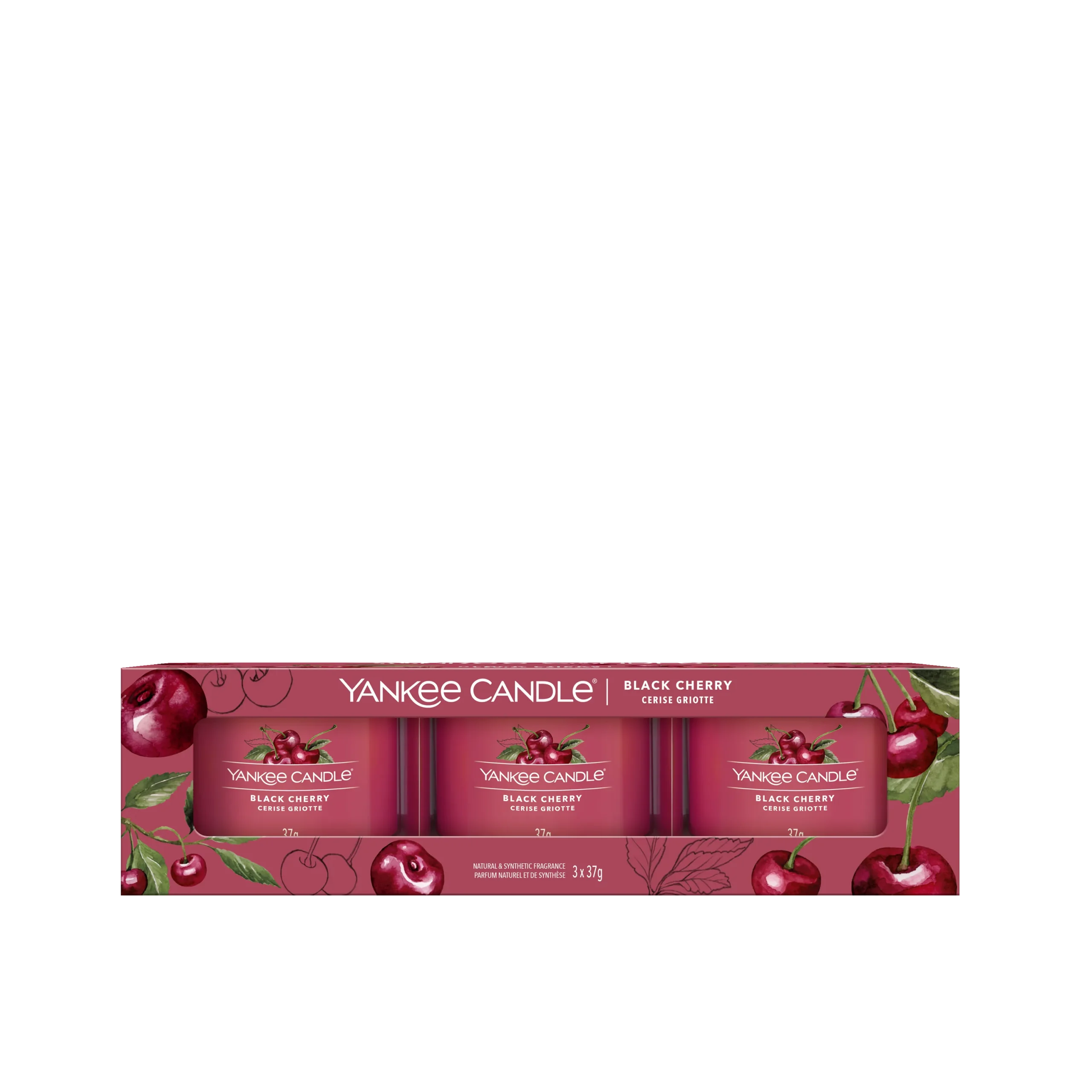 YC 3-balenie Votívna Sviečka v Skle Black Cherry
