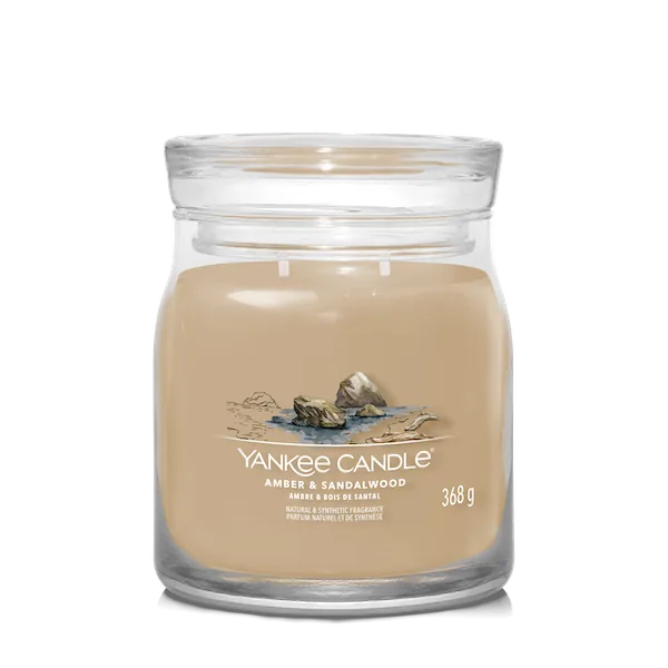 AMBER & SANDALWOOD — Stredná sviečka Signature 368g